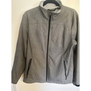Lined Eddie Bauer Women's XL Softshell Jacket Full Zip Gray With Floral Accents
